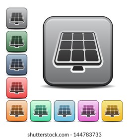 Solar Panels Square Icon with Color Variations