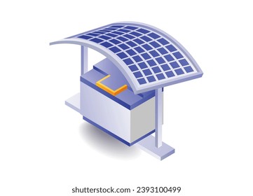 Solar panels and storage batteries concept illustration