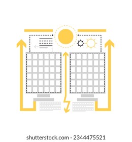 Solar panels technology. Renewable energy resources, sustainable electricity vector illustration