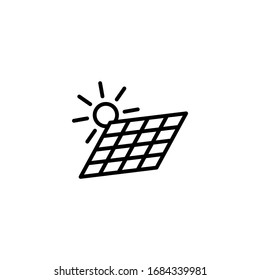 Solar panels vector icon in linear, outline icon isolated on white background