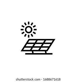 Solar panels vector icon in linear, outline icon isolated on white background