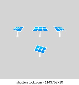 Solar Panels Vector Icons. Solar Battery in Different Angles. Vector Design Elements Set for Web Design, Banners, Presentations or Business Cards, Flyers, Brochures and Posters.