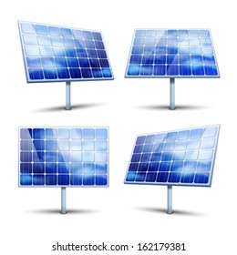 Solar panels vector illustration isolated on white