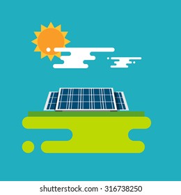 Solar panels, vector illustration in modern flat style