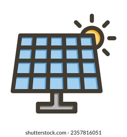 Solar Panels Vector Thick Line Filled Colors Icon For Personal And Commercial Use.
