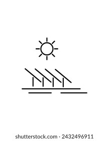 Solar-Penal mit Sonne-Symbol, Vektor-beste Linie-Symbol.