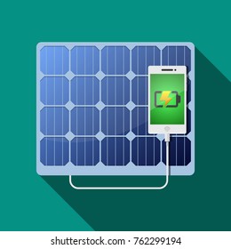 Solar phone charging vector illustration.