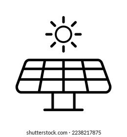 Solar photovoltaic silhouette icon. Solar power. Sun and solar panel. Vector.