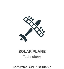 Solar plane glyph icon vector on white background. Flat vector solar plane icon symbol sign from modern technology collection for mobile concept and web apps design.