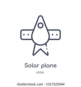 solar plane icon from technology outline collection. Thin line solar plane icon isolated on white background.