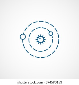 Solar Planet System Blue Line Icon On White Background