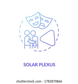 Solar Plexus blue gradient concept icon. Self awareness center. Channel emotions. Chakra in body system. Human design idea thin line illustration. Vector isolated outline RGB color drawing