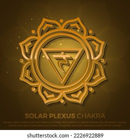 Solar Plexus Chakra (Manipura) 3D Symbol Design- vector illustration