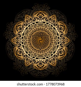 Solar Plexus Chakra – Manipura the Third chakra. Sacral sign.  Symbol of the Third human chakra. Vector illustration.Yoga, meditation, reiki. suitable for laser cutting