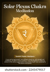 Solar Plexus Meditation poster Design-Vector illustration