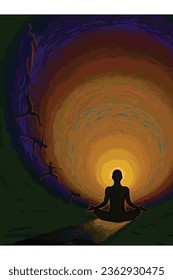 Solar plexus yellow chakra human meditation mental health yoga spiritual healing meditation piece, illustration, Painting