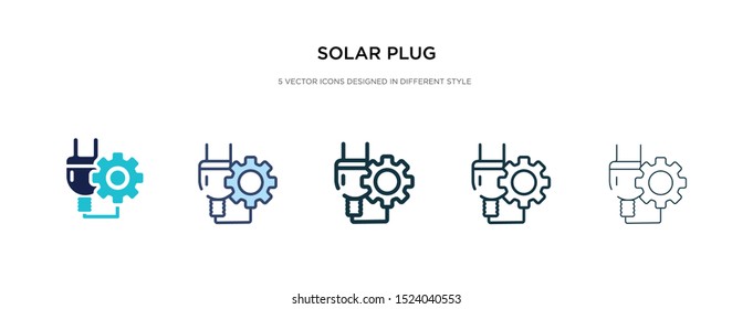 solar plug icon in different style vector illustration. two colored and black solar plug vector icons designed in filled, outline, line and stroke style can be used for web, mobile, ui