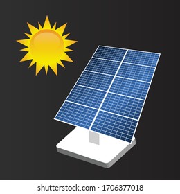 solar pnael concept - solar panel and sun.Conceptual vector illustration in flat style design.Isolated on background.