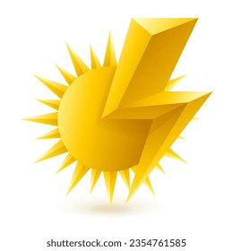 Solar power 3D icon. Renewable energy sources innovations icon or logo - Sustainable development