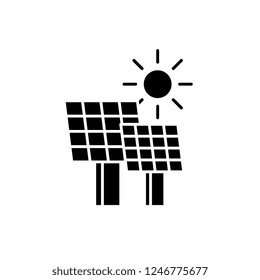 Solar power black icon, vector sign on isolated background. Solar power concept symbol, illustration 