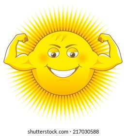 Solar power. Cartooned sun as a source of power.