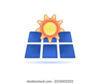 solar power concept. converting solar energy into electrical energy. illustration of sun symbol and solar panel. technology and energy. minimalist 3d style design. elements