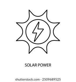 ícone da linha de conceito de energia solar. Simples ilustração de elemento. conceito de energia solar esboço de símbolo.