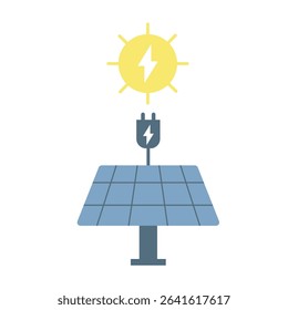 Solar power concept vector with panel and sun icon, suitable for green energy promotions, eco-friendly initiatives, and alternative energy themes.