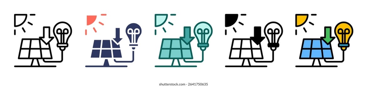Solar Power Decline Icon Multiple Vector Illustration