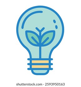 Solar power eco light bulb renewable energy icon