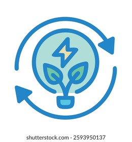 Solar power energy cycle renewable electricity icon sustainability efficiency clean innovation