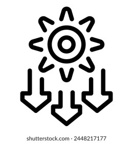 Icono de fuente de energía solar Vector de contorno. Energía ecológica. Ecología solar