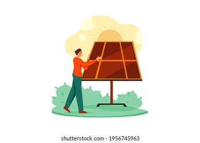 Solar Power. Environment Illustration concept. Flat illustration isolated on white background.