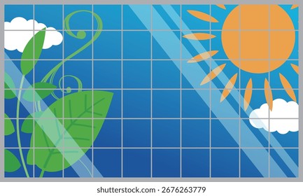 Ilustração da geração de energia solar e do meio ambiente