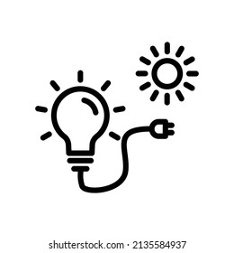 solar power icon. light bulb with sun. line icon style. suitable for renewable energy icon. simple design editable. Design template vector