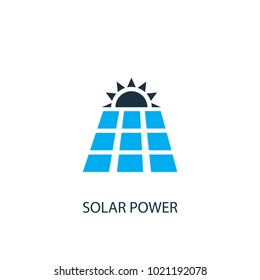 Solar power icon. Logo element illustration. Solar power symbol design from 2 colored collection. Simple Solar power concept. Can be used in web and mobile.