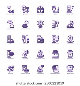 Solar Power icon pack for your website, mobile, presentation, and logo design. Solar Power icon basic line gradient design. Vector graphics illustration and editable stroke.