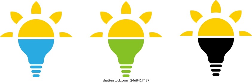 Conjunto de iconos de energía solar. Concepto de energía renovable y sostenible.