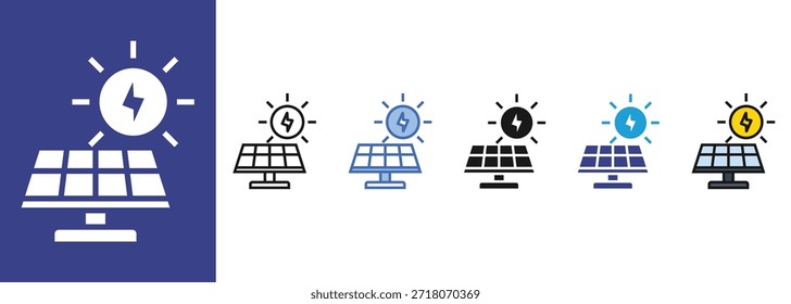 Icono de energía solar establece una colección de estilo múltiple
          