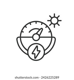 Solar Power Indicator icon in line design. Power, indicator, sun, energy, panel, icon, system, renewable, display isolated on white background vector. Solar Power Indicator editable stroke icon.