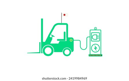 Solar power for international forklifts on white background.