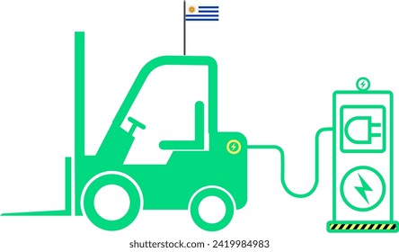 Solar power for international forklifts on white background.