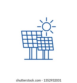 Solar power line icon concept. Solar power flat  vector symbol, sign, outline illustration.