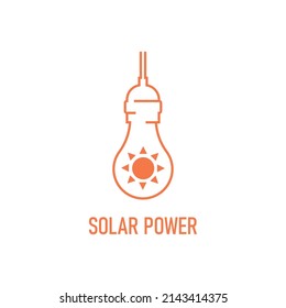 Solar power line icon concept. Bulb and sun energy. Alternative renewable energy symbol. Vector