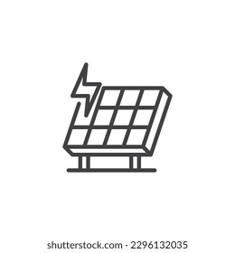 Symbol der Solarstromleitung. lineares Stilzeichen für mobiles Konzept und Webdesign. Rahmenvektorsymbol für Solarpaneele Symbol, Logo-Abbildung. Vektorgrafik