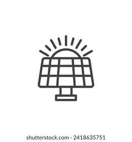 Solar Power line icon. linear style sign for mobile concept and web design. Solar panel and sun outline vector icon. Symbol, logo illustration. Vector graphics