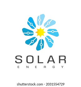 Plantilla de diseño del logotipo de energía solar.