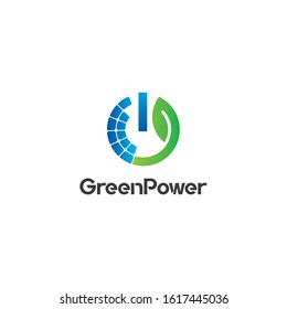 Solar Power Logo design vector template. Green Solar Logotype idea