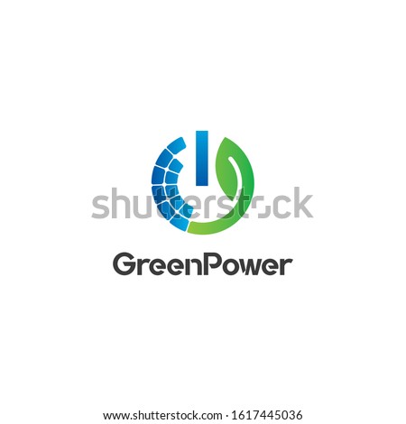 Solar Power Logo design vector template. Green Solar Logotype idea
