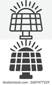 Panel de energía solar de diferentes estilos paquete de iconos. Esquema de línea e ícono sólido, signo y Vector de trazo editable. Versiones de esquema y glifo para proyectos de eco cero residuos.
